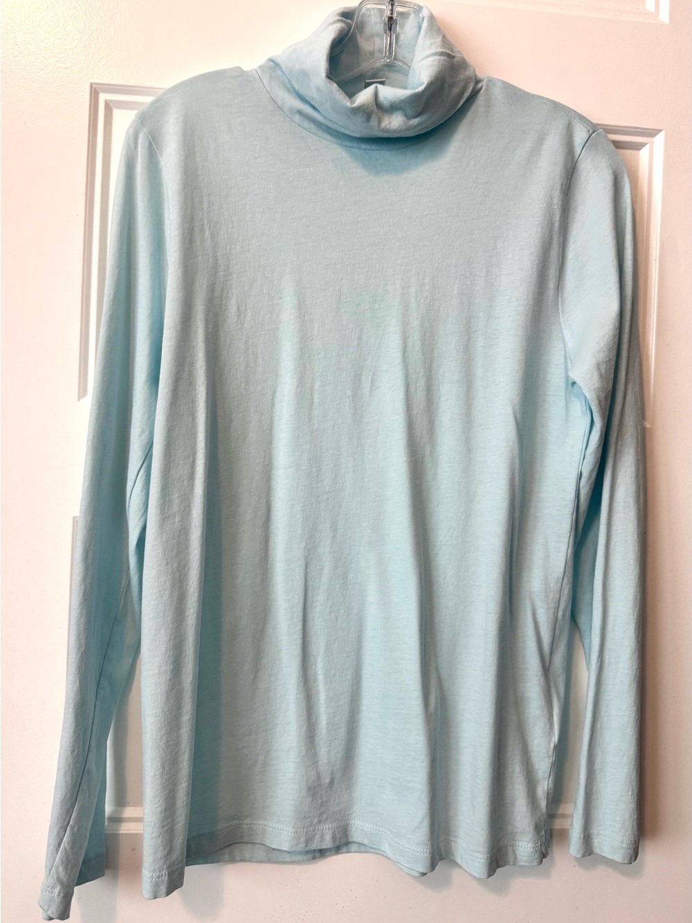 J.Crew Factory Aqua Blue Turtleneck Long Sleeve Top Size M Lightweight
